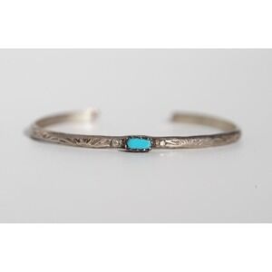 Old Pawn Native American‎ Indian Sterling Silver Turquoise Child's Cuff Bracelet